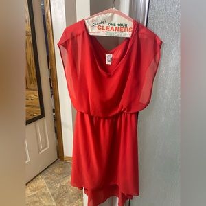 Women’s red high low sleeve dress